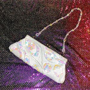 Vintage White Sequin Clutch For Sale!!